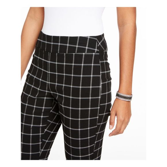 INC Women's Windowpane Plaid Pants  Black Size 12 - Picture 3 of 4